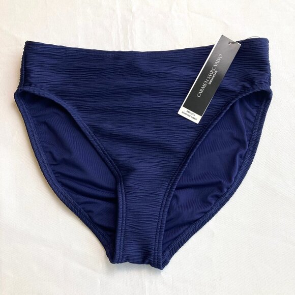Carmen Marco Valvo High Waist Wave Texture Bikini Bottom Medium M Maritime NWT - Picture 2 of 9